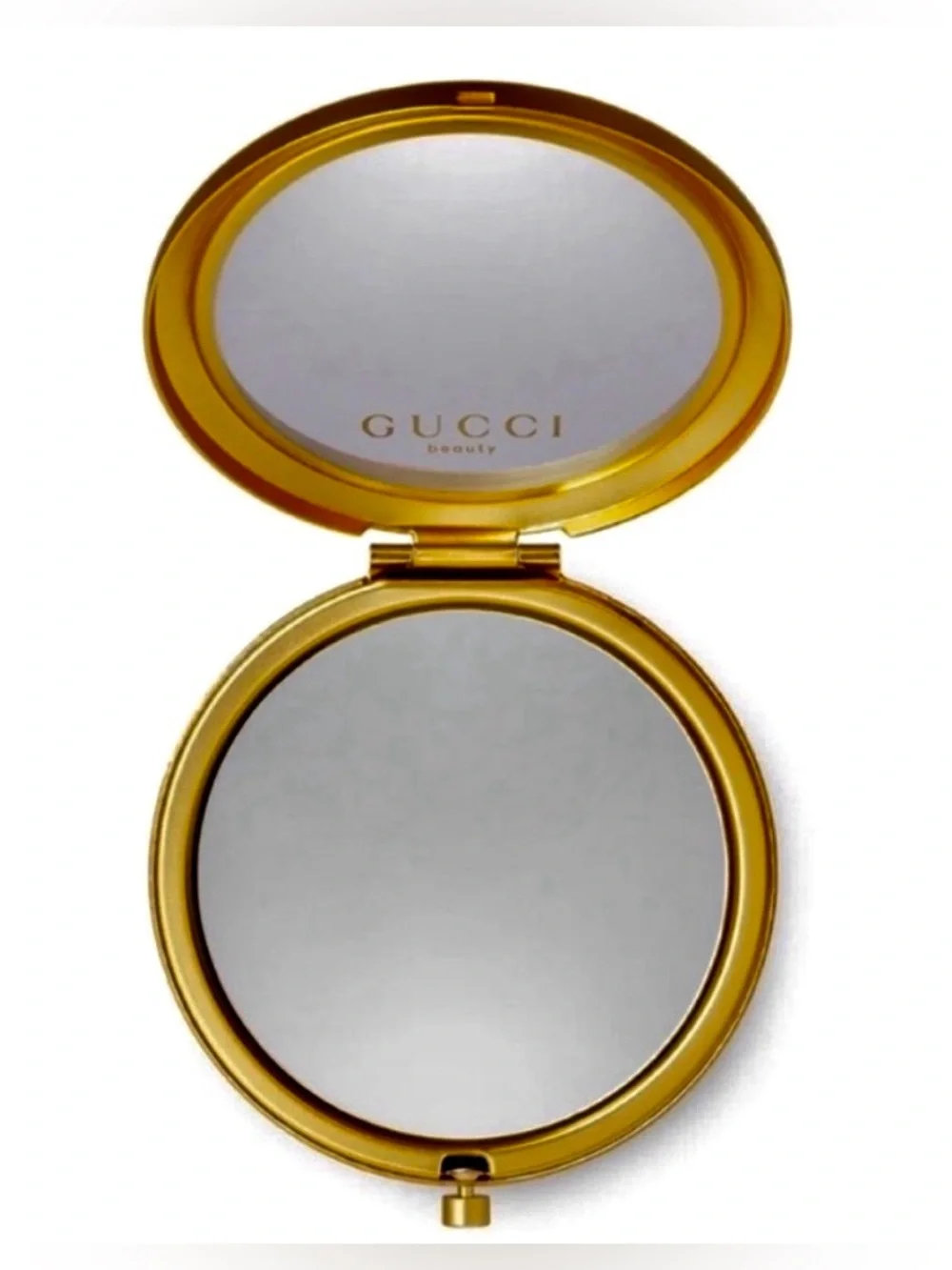 Gucci Gold Floral Compact Mirror with Multicolor Flower Print